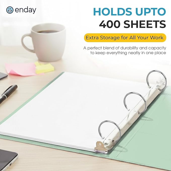 Enday 1.5 inch Binder 3 Ring Binder (6 Pack - Assorted Colors) O-Ring Binder with Clear View Cover and 2 Inside Pocket - for Letter Size 8.5 x 11'' Paper, Ideal for School Supplies, Office, and Home