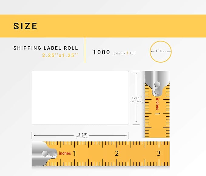 HOUSELABELS 2.25" x 1.25" Address Labels on 1" Core Compatible with Zebra and Rollo Printers, 6 Rolls / 1,000 Labels per Roll
