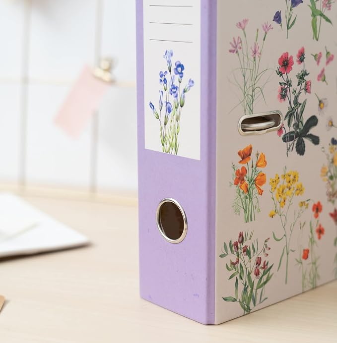 Grupo Erik Wild Flowers Lever Arch File - 2 Ring Binder A4, Cute Gifts | File Organiser 11 x 12.6 in - 28 x 32 cm Folders for Paperwork A4 | Cute Stationery Gifts