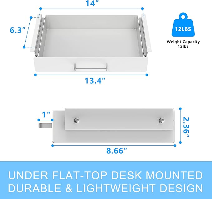 Gome Under Desk Pull-Out Drawer - Storage Organizer Office Mounted, Easy Slide-Out Pencil Drawer for Saving Space, Ideal for Sit-Stand Workstation