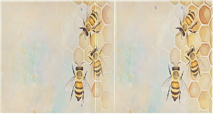 3 Ring Binder Bees Honeycomb Hive 1.5 inch Binders Three Ring Binders with Clipboard Fit 8.5'' x 11'' Paper 3 Interior PVC Clear Pockets for Office Supplies