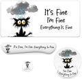 Black Cat Mouse Pad Set It's Fine I'm Fine Everything is Fine Gaming Mousepad 4in1 Desk Mat for Desktop Anti-Slip XXL Big Computer Ergonomic Mousepad with Wrist Support for Keyboard and Mouse