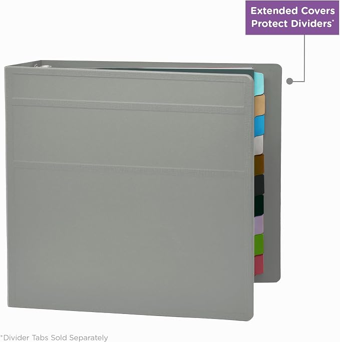 Carstens 4-Inch Heavy Duty 3-Ring Binder - Side Opening, Ash Gray, Durable Plastic, No-Gap Rings, Waterproof Cover, No Pockets, Holds 600 Letter Sheets, BPA-Free, Made in USA (1842-3R), Case of 10