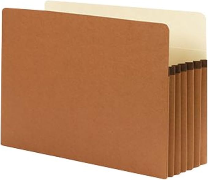 Smead 100% Recycled File Pocket, Straight-Cut Tab, 5-1/4" Expansion, Legal Size, Redrope, 10 per Box (74206)
