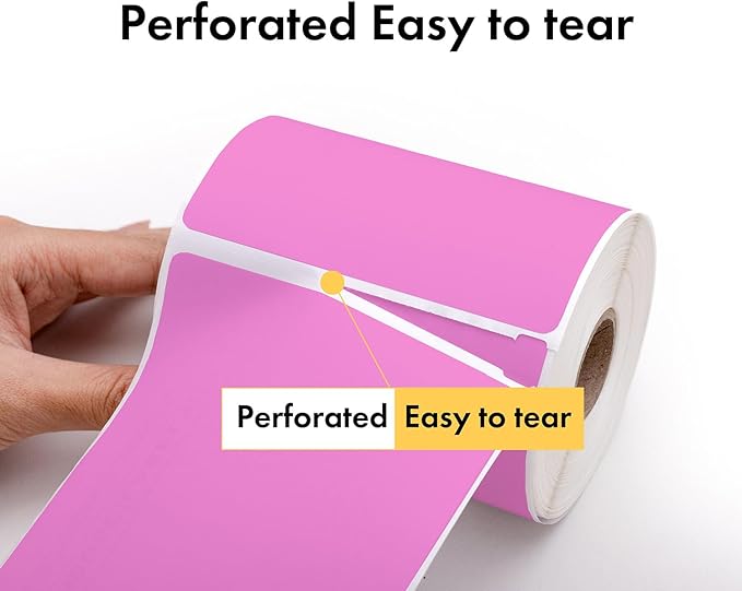 HOUSELABELS 2.25" x 1.25" Pink Address Labels on 1" Core Compatible with Zebra and Rollo Printers, 28 Rolls / 1,000 Labels per Roll