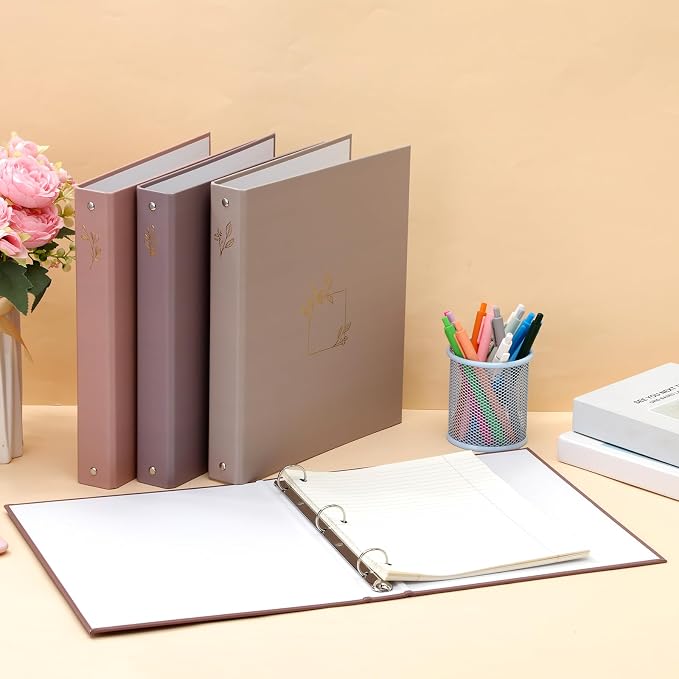 Sayglossy 4 Pcs Aesthetic 3 Ring Binder Sturdy 1 Inch Cute Binder Fits 11" x 8.5" Letter Sized Paper for Women Men School Office Home Supplies Work Organize Paperwork, 4 Colors(Morandi)