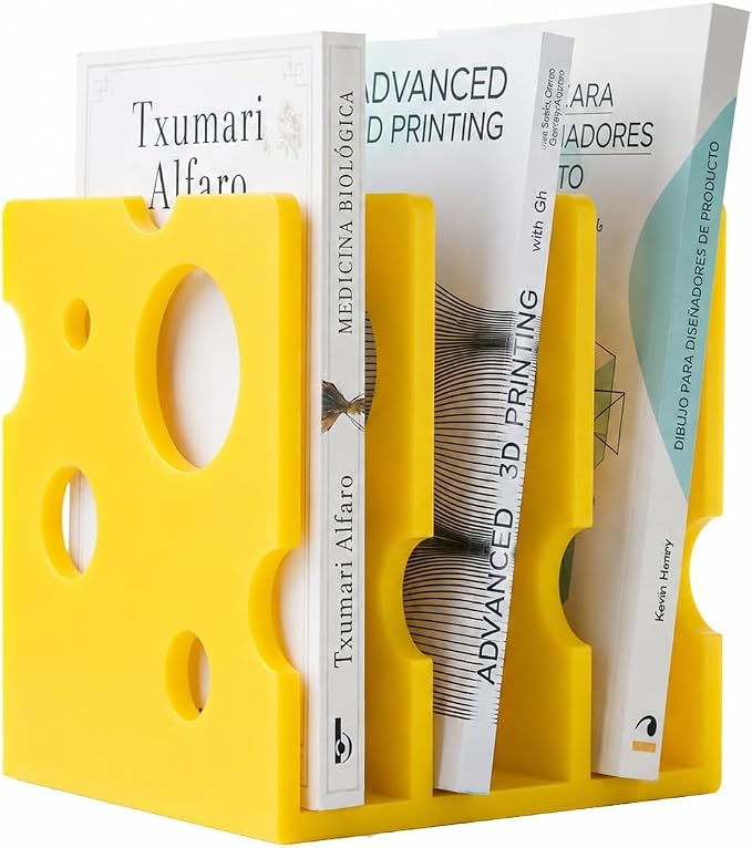 Acrylic 3 Section Magazine Vertical File Holder Organizer Book Holder Storage Box For Home And Office Cheese Shape Desktop Decorative Book Stand