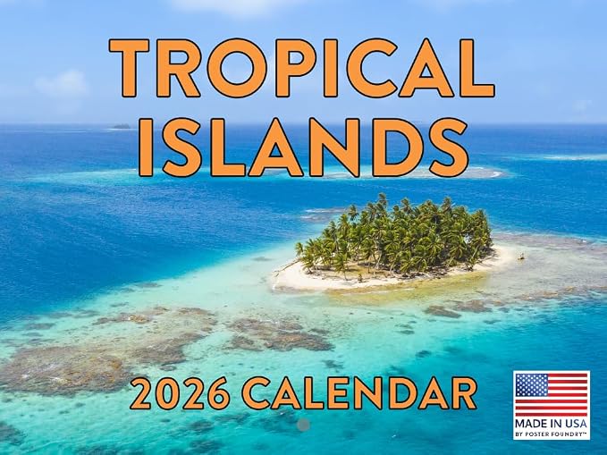 Tropical Island Calendar 2026 Monthly Wall Calender 12 Month | American Made In The USA