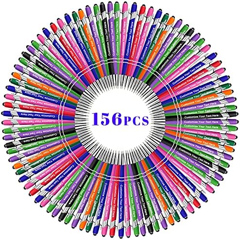 Qingxily Up to 300 Pcs Custom Pens Bulk,Personalized Pens with Free Engraving,Customized Stylus Ballpoint Pens with Your Name,Text,Message for Business,Graduation,Anniversaries-Colorful Pens 156 Pcs