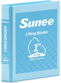 SUNEE 3 Ring Binder 1 Inch D Ring, Clear View Binder Three Ring PVC-Free (Fit 8.5x11 Inches) for School or Office Supplies, Sky Blue, 1 Pack