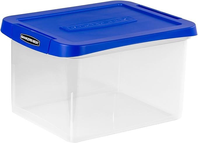 Bankers Box Heavy-Duty Plastic File Box, Letter/Legal | Protect letter/legal files in a heavy-duty plastic box with hanging rails built for durable, grab-and-go storage.