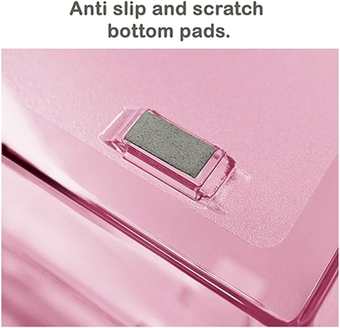Acrimet Facility 3 Tier Letter Tray, Side Load, Letter Size/A4, Desktop File Organizer, Plastic (Clear Pink Color) | Document Tray with Aluminum Rods