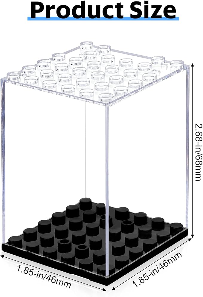 15 Display Cases Fits for Minifigures, Mini-Figures Display Boxes Fits for Figures Display, Single Mini-Figures Storage Case for Figures Collectors, Dust-Proof (Black)