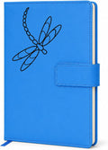 The Amazing Office Dragonfly Refillable Journal, Light Blue Faux Leather, 200 Lined Pages, 5.75x8.5 Inch Notebook with Magnetic Clasp and Pen Holder, Writing Diary for Women and Men