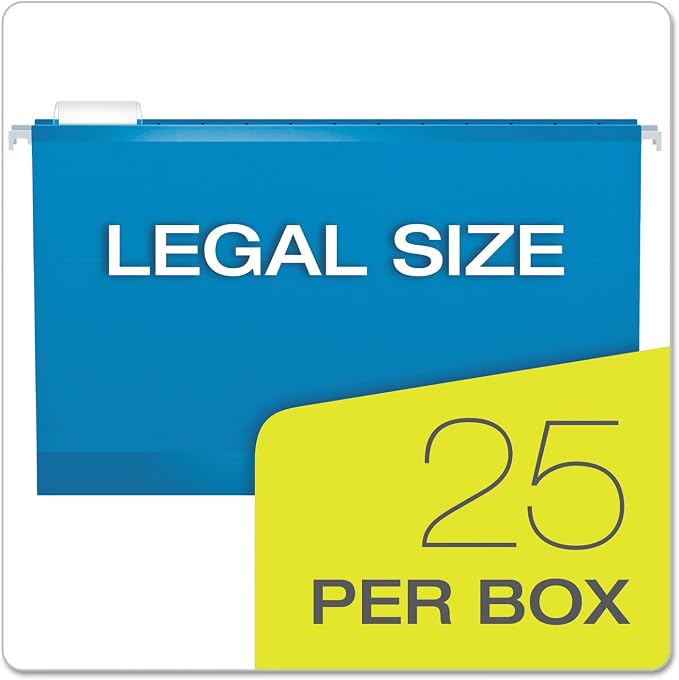 Pendaflex Extra Capacity Reinforced Hanging Folders, 2", Legal Size, Assorted Colors, 1/5 Cut, 25/BX (04153x2 ASST)