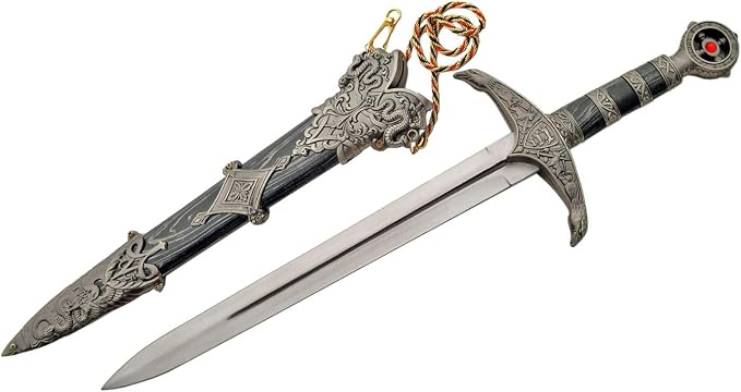 SZCO Supplies 18.5" Medieval Lords Dagger with Scabbard – Stainless Steel Decorative Dagger for Collectors and Display