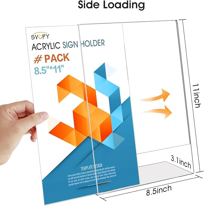 SVOPY Acrylic Sign Stand Holder - 8.5x11 Inches Plastic Acrylic Literature Holders, 12 Pack Sign Holders Suit for Flyer, Magazine, Pamphlet, Booklet Display