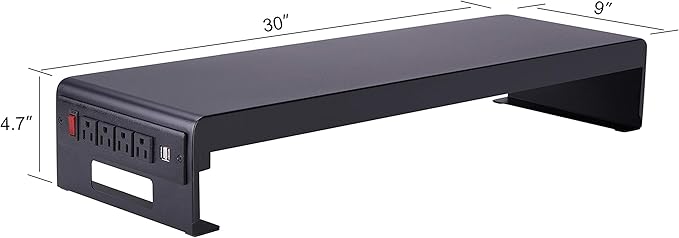 Rocelco 46" Height Adjustable Corner Standing Desk Converter with Dual Monitor Stand Bundle - Sit Stand Up Computer Workstation Riser - Extra Large Keyboard Tray - Teak Wood Grain (R CADRT-46-DMS)