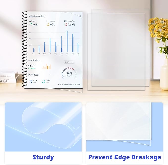 TOTiyea 100 Pack 12 Mil Clear Binding Covers 8.5" x 11",Bulk Pack | Binding Covers,Letter Size,clear plastic cover for use in school offices or at home,for teachers, students, and colleagues