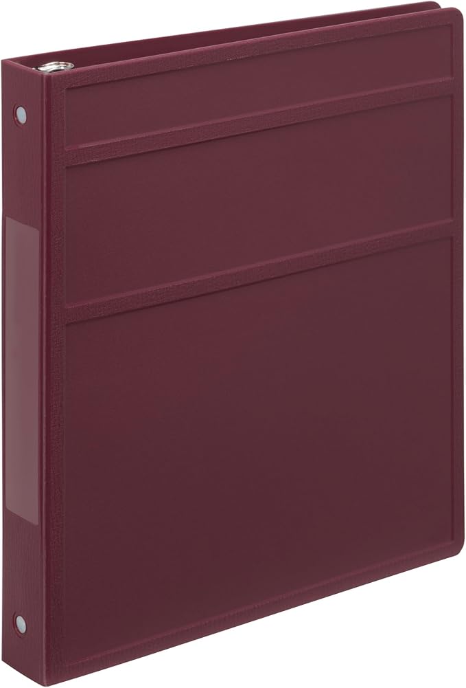 Carstens 1-Inch Heavy Duty 3-Ring Binder - Side Opening, Wine, Durable Plastic, Precision No-Gap Rings, Waterproof Cover, No Pockets, Holds 125 US Letter Sheets, BPA-Free, Made in USA (8703-3R)
