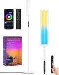 OUTON Bright Smart Floor Lamp with Remote, App & Touch Control, RGB Color Changing Standing Lamp, 2200K-6500K Dimmable, 3 Adjustable Heights, 32 Scenes for Living Room Bedroom Office,White & Metal