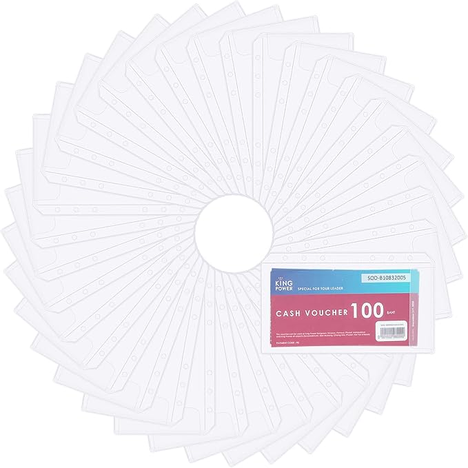 60pcs A6 Binder Pocket no Zipper Clear Budget Planner Inserts Bulk Budget Binder Organizer Cash Envelopes for Budgeting Waterproof PVC Loose Leaf Bags Card Sleeves for 6 Ring Notebook