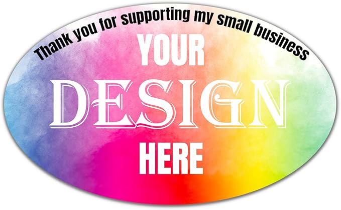 Custom 100-500 Stickers with Logo, Text & Business Logo. Oval, 1.5x1 Inch Labels