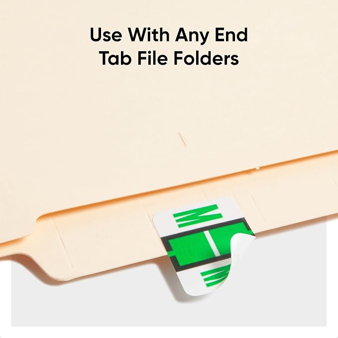 Smead BCCR Bar-Style Color-Coded Alphabetic Label, M, Label Roll, Light Green, 500 Labels per Roll, (67083)