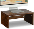 TEAMIX 6.7 inch Tall Monitor Stand Riser, Wood Shelf Riser, Desk Organizer | Laptop/Printer/Computer Stand, Extra Storage Underneath,Hold 80 Lbs, Rustic Design, Smooth Espresso Finish, for Home Office