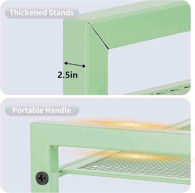 Desktop Shelf Organizer, 3-Tier Desk Organizer, Adjustable Metal Bookshelf for Top of Desk, Office Storage Rack for Office, Home, Dorm and Small Spaces (Mint Green)