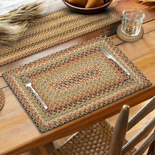 Homespice Kingston Jute Braided Placemats, Rect 13x19 Set of 6