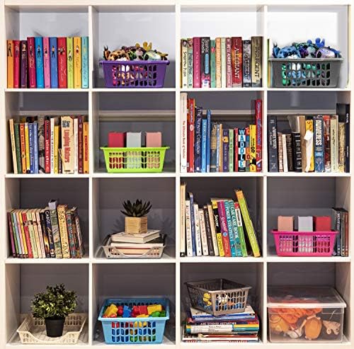YBM HOME Plastic Perforated Storage Basket Bin Office Drawer, Shelf Desktop Countertop Tray Organizer 32-1188 (3, Purple)
