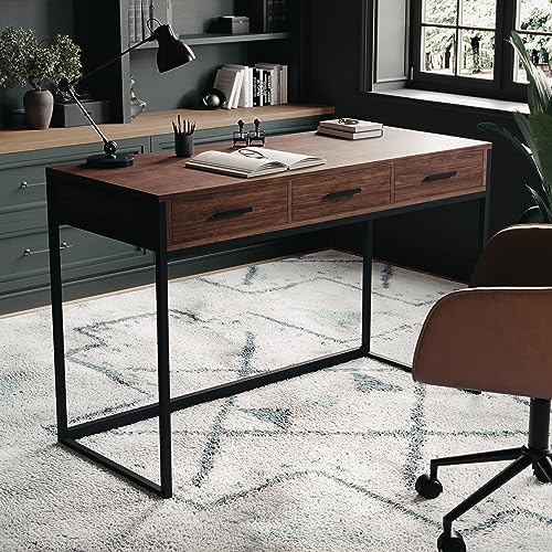 Martha Stewart Ollie 3 Drawer Home Office Desk, Walnut