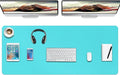 Boutilon Leather Desk Pad Protector,Non-Slip Mouse Pad,Laptop Desk Pad,Office Mouse Mat,Waterproof Leather Desk Blotter,Desk Writing Pad for Office and Home (XXXL-Bright Blue,47"x 24")