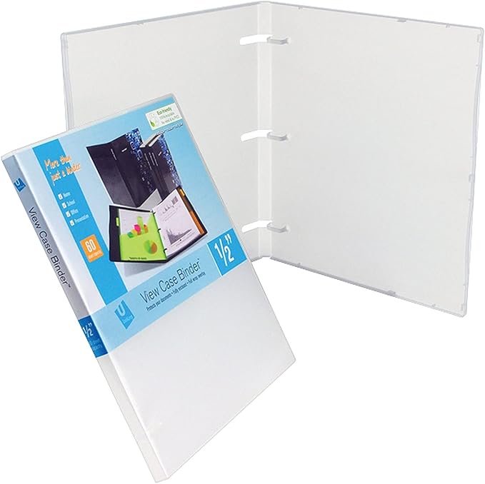 UniKeep 3 Ring View Binder - Binder Case is Fully Enclosed - Available in White, Clear, or Black and in Different Spine Sizes (Pack of 3, White, 0.5 Inch)