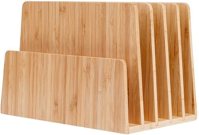 MobileVision Bamboo Desktop File Folder Organizer and Paper Tray, 5 Slots