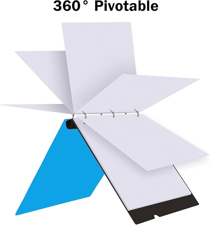 360 Degree Pivotable Binder, Upgraded 3 Ring Binder 1 inch, Flexible Binders 3 Ring, Foldable Three Ring Binders- Blue
