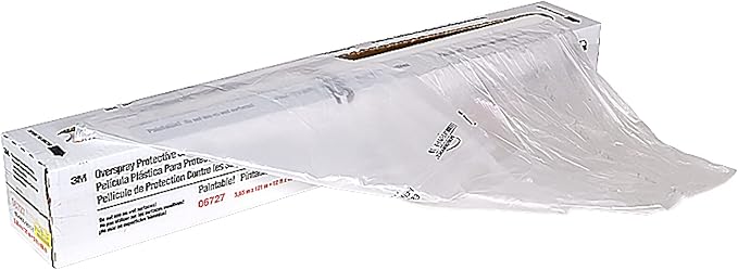 3M Overspray Protective Sheeting, 06727, 12 ft x 400 ft | 1 Roll, Tear Resistant, Durable, Paintable, High Density