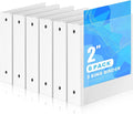 Henoyso 2 Inch 6 Pack Mini Clear View 3 Ring Binders for 5.5"x8.5",White | Holds 490 Sheets, Clear Front Covers, Flexible Plastic Binder Bulk, Three Round Rings, School Office Report Filing, Planners
