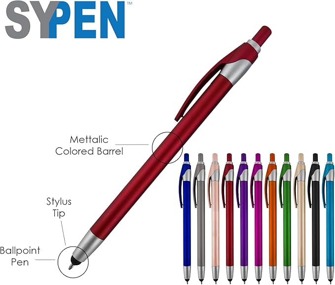 Personalized with Your Custom Logo or Text Pens-Pack of 450- for Marketing, Parties, and Events, 2 in 1 Capacitive Stylus & Ballpoint Pen Compatible with Touchscreen Devices, Black Ink, Rose Pens