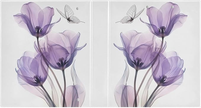 3 Ring Binder Purple Tulips Flower Butterfly 1.5" Round Ring Binders View Binder with 200 Sheet for Kids School Supplies Women Men Office, 1 Pack