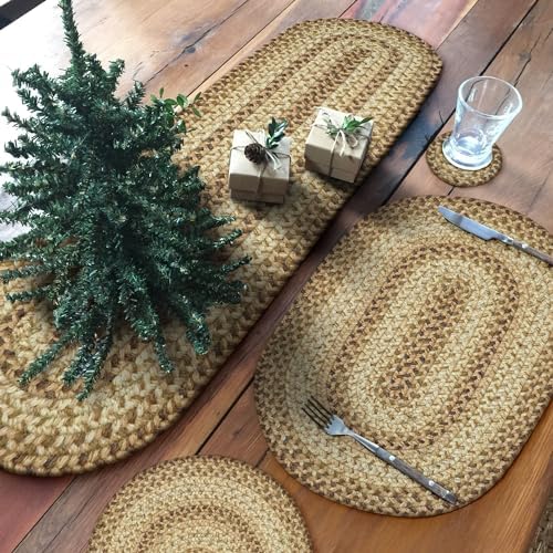 Homespice Cookie Dough Braided Coasters for Rustic Decor, Round 4" Set of 6