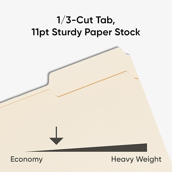 Smead File Folders Letter Sized, 1/3-Cut Tab, Assorted Positions, Letter Size Manila Folders, 100 Per Box (10381)