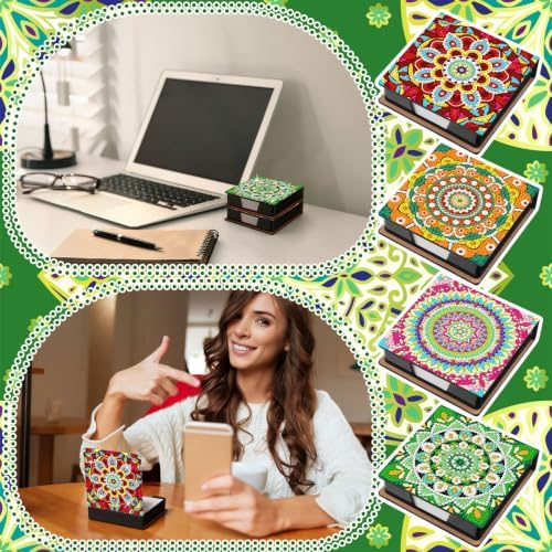 Saillong 4 Pcs Christmas Mandala Diamond Art Note Box Diamond Painting Box