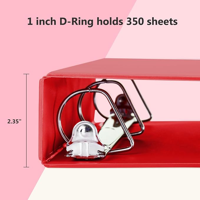 ViVin Sturdy 1.5 Inch 3 Ring Binder with 2 Pockets, 6 Pack, Red | Slant-D Ring Binder, PVC-Free, Customizable Clear View Binder,Holds 350 Sheets of 8.5" x 11" Paper, 2 Interior Pockets