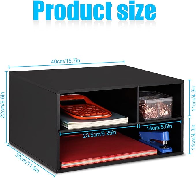 EMERIT Printer Stand Shelf with Storage Wood Desk Paper Organzier for Home/Office,Printer Riser, 2 Tire