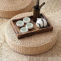 HUAWELL Japanese Style Handcrafted Eco-Friendly Breathable Padded Knitted Straw Flat Seat Cushion, Hand Woven Tatami Cushion Best for Zen, Yoga Practice or Buddha Meditation (15.8)