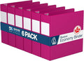 Premium Economy 6-Pack 3-Ring Binders for School or Office, D-Ring Binders, 3 Inch, Pink | Heavy-duty binder, fits 8.5" x 11" paper, pink, customizable spine, made in Canada, ideal for school or office use