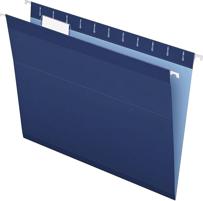 Pendaflex Reinforced Hanging File Folders, Letter Size, Navy, 1/5 Cut, 25/BX (4152 1/5 NAV)