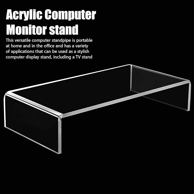 Jetec 2 Pcs Acrylic Monitor Stand Desktop Video Acrylic Monitor Riser Desk Shelf Computer Stand for Laptop TV Computer Screen Desk Organizer Teacher's Day Supplies (Clear, 16 x 8 x 3 Inch)